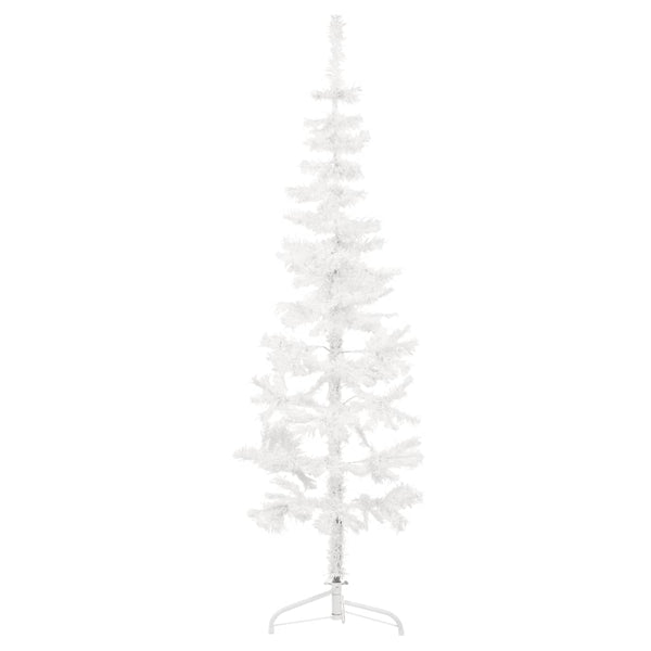 Slim Artificial Half Christmas Tree With Stand White 150 Cm Seasonal Decorations