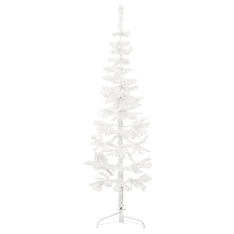 Slim Artificial Half Christmas Tree With Stand White 150 Cm Seasonal Decorations