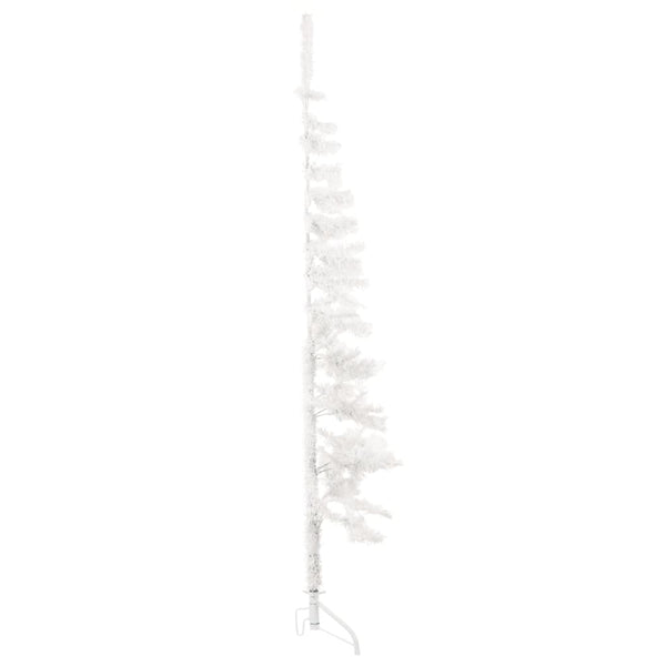 Slim Artificial Half Christmas Tree With Stand White 150 Cm Seasonal Decorations
