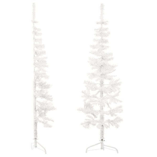 Slim Artificial Half Christmas Tree With Stand White 150 Cm Seasonal Decorations