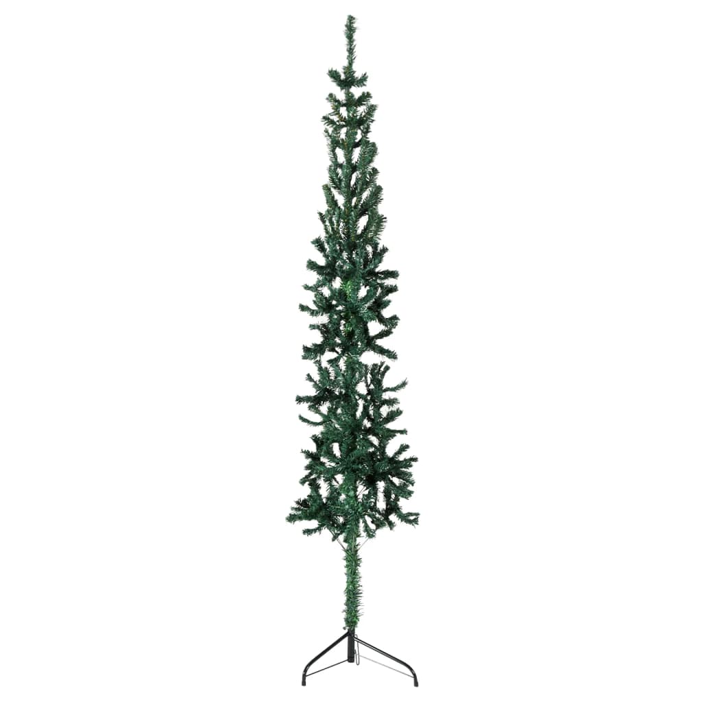 Slim Artificial Half Christmas Tree With Stand Green 210 Cm Seasonal Decorations