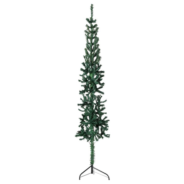 Slim Artificial Half Christmas Tree With Stand Green 210 Cm Seasonal Decorations