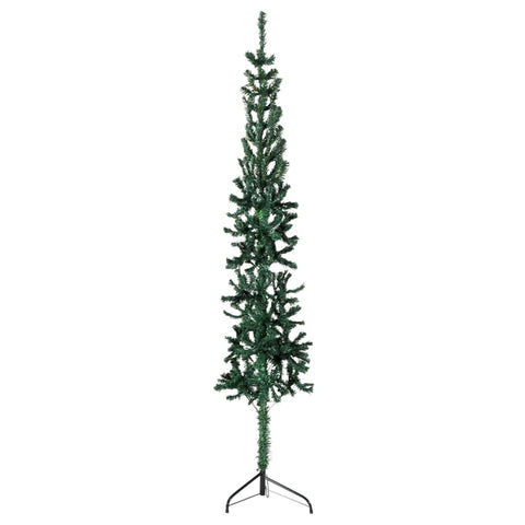 Slim Artificial Half Christmas Tree With Stand Green 210 Cm Seasonal Decorations
