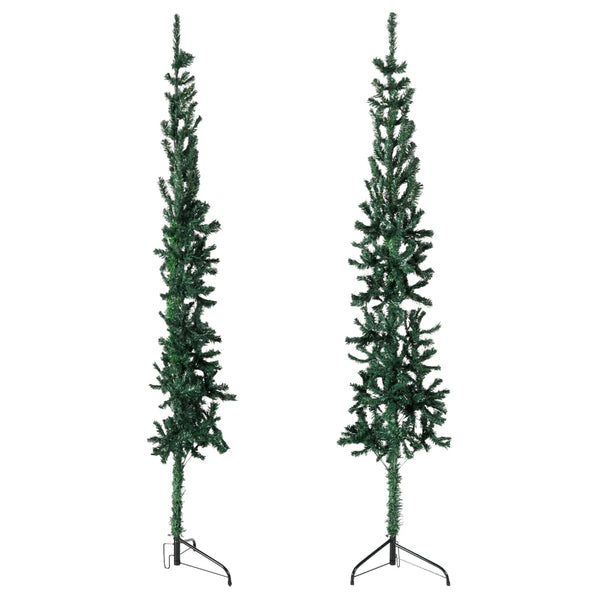 Slim Artificial Half Christmas Tree With Stand Green 210 Cm Seasonal Decorations