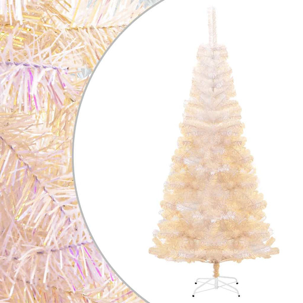 Artificial Christmas Tree With Iridescent Tips White 180 Cm Pvc Seasonal Decorations