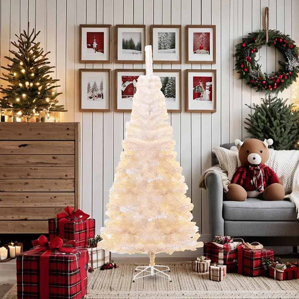 Artificial Christmas Tree With Iridescent Tips White 180 Cm Pvc Seasonal Decorations