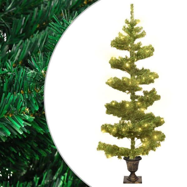 Swirl Christmas Tree With Pot And Leds Green 120 Cm Pvc Seasonal Decorations
