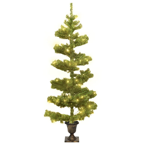 Swirl Christmas Tree With Pot And Leds Green 120 Cm Pvc Seasonal Decorations