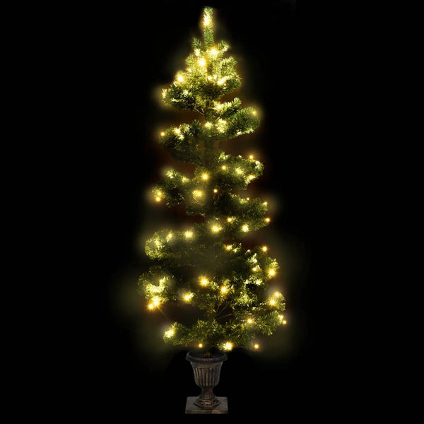Swirl Christmas Tree With Pot And Leds Green 120 Cm Pvc Seasonal Decorations