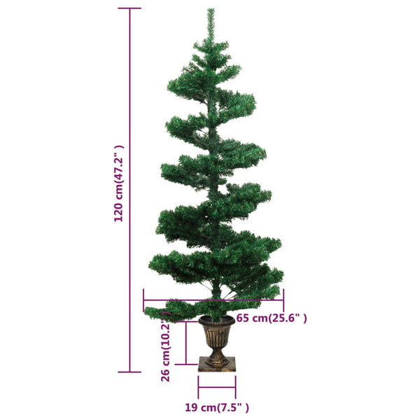 Swirl Christmas Tree With Pot And Leds Green 120 Cm Pvc Seasonal Decorations