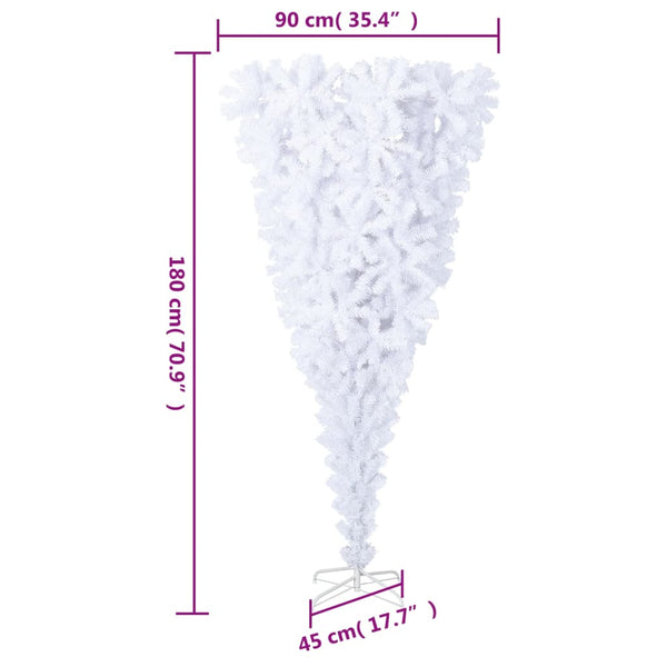 Upside Down Artificial Christmas Tree With Stand White 180 Cm Seasonal Decorations