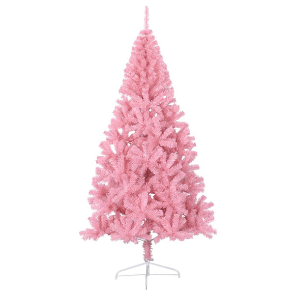 Artificial Half Christmas Tree With Stand Pink 210 Cm Pvc Seasonal Decorations