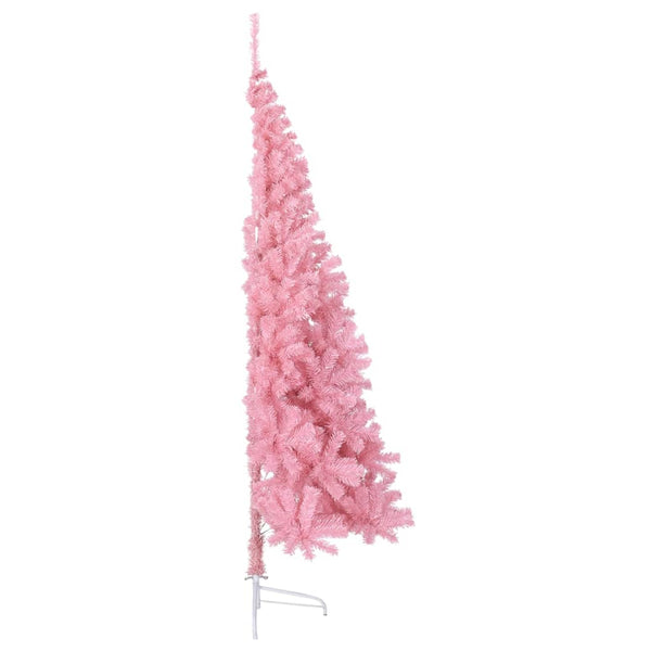 Artificial Half Christmas Tree With Stand Pink 210 Cm Pvc Seasonal Decorations