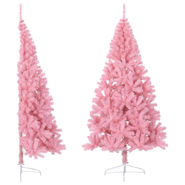 Artificial Half Christmas Tree With Stand Pink 210 Cm Pvc Seasonal Decorations