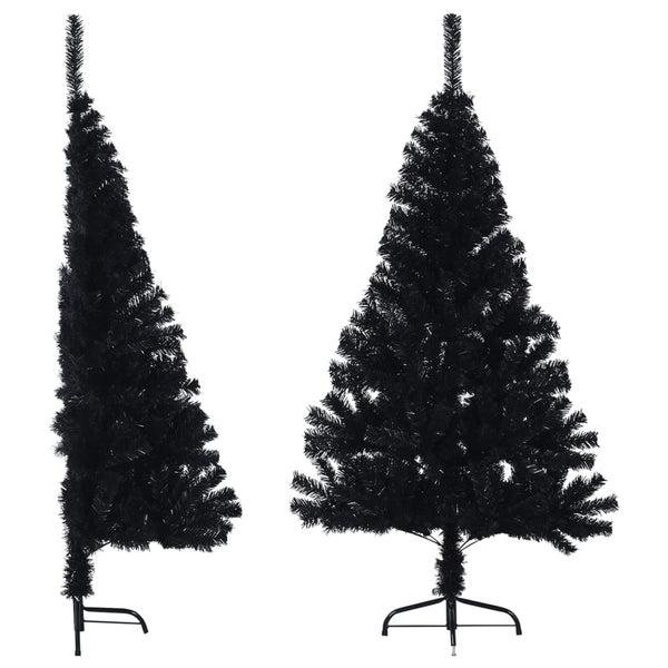 Vidaxl Artificial Half Christmas Tree With Stand Black 120 Cm Pvc Seasonal Decorations
