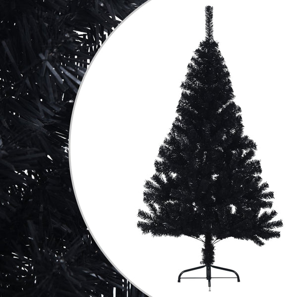 Vidaxl Artificial Half Christmas Tree With Stand Black 120 Cm Pvc Seasonal Decorations