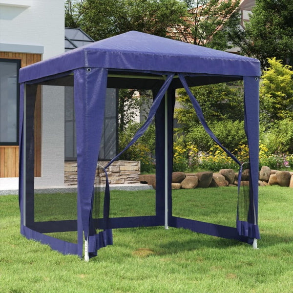 Party Tent With 4 Mesh Sidewalls Blue 2X2 Hdpe