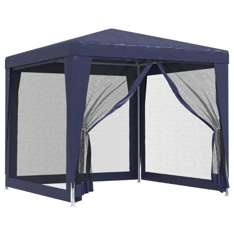 Party Tent With 4 Mesh Sidewalls Blue 2.5X2.5 Hdpe Gazebos & Pergolas