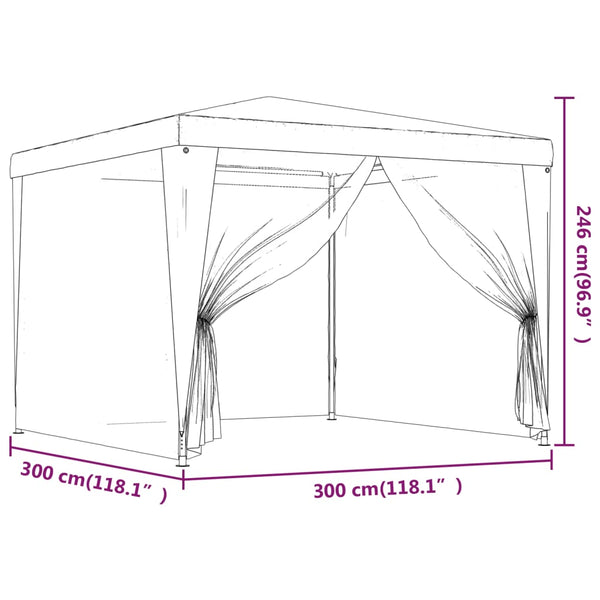 Party Tent With 4 Mesh Sidewalls Blue 3X3 Hdpe Marquees