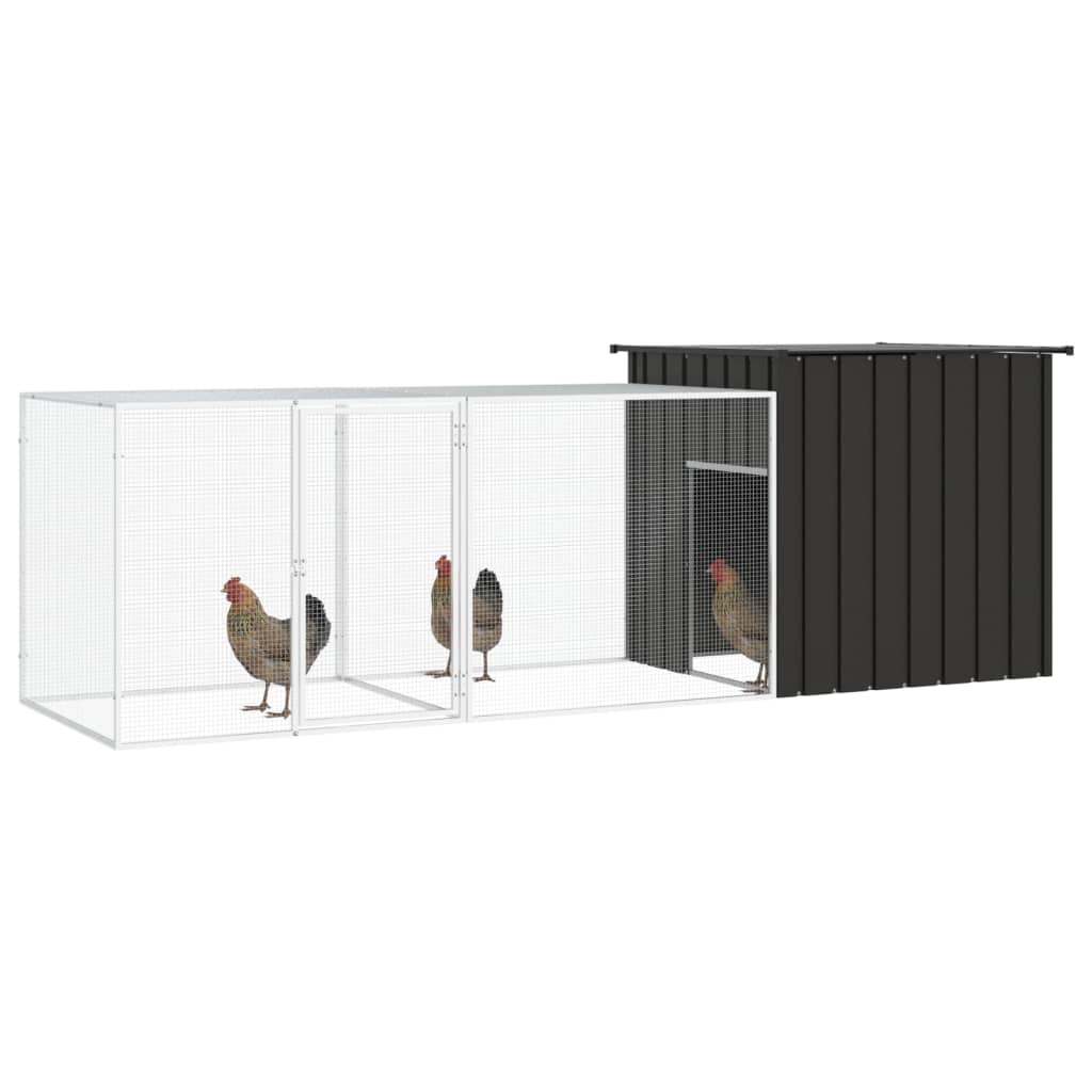 Chicken Cage Anthracite 300X91x100 Cm Galvanised Steel Small Animal Cages & Hutches