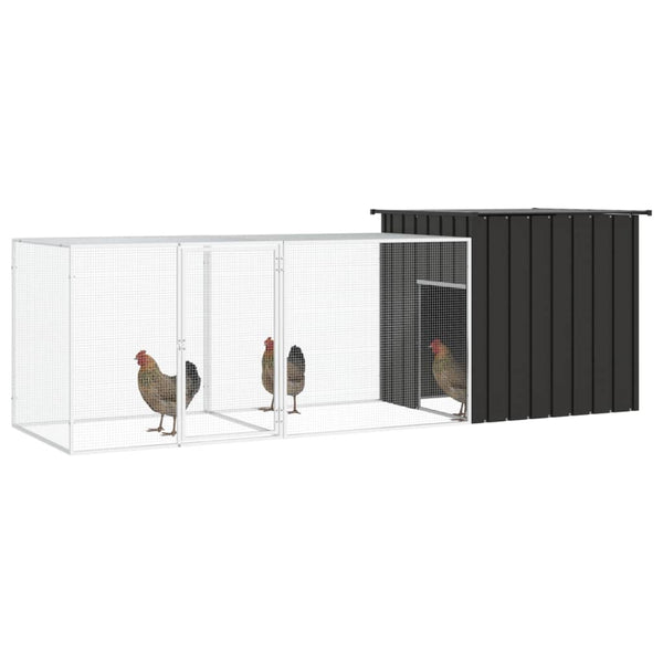 Small Animal Cages & Hutches Chicken Cage Anthracite 300X91x100 Cm Galvanised Steel