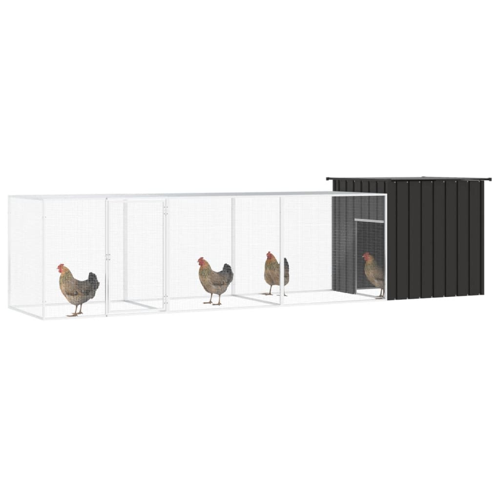 Chicken Cage Anthracite 400X91x100 Cm Galvanised Steel Small Animal Cages & Hutches