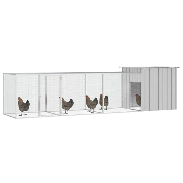 Chicken Cage Grey 400X91x100 Cm Galvanised Steel Small Animal Cages & Hutches