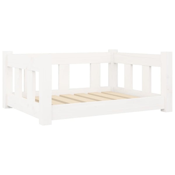 Dog Bed White 65.5X50.5X28 Cm Solid Wood Pine Pet Beds