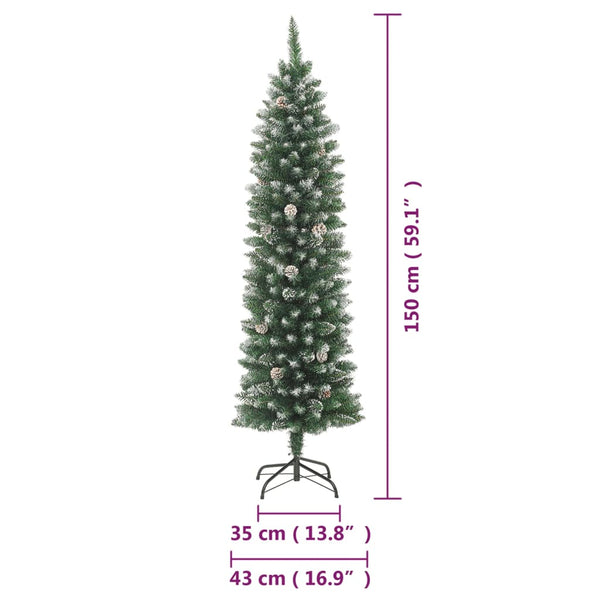 Artificial Slim Christmas Tree With Stand 150 Cm Pvc Seasonal Decorations