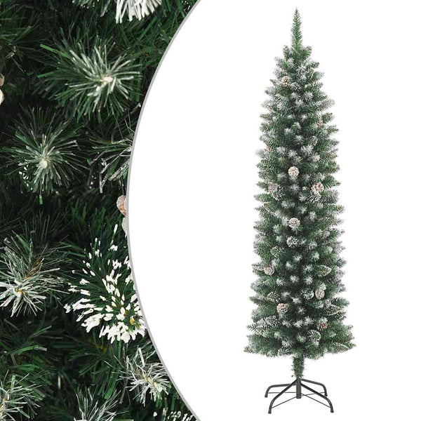 Artificial Slim Christmas Tree With Stand 180 Cm Pvc Seasonal Decorations