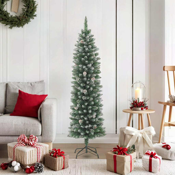 Artificial Slim Christmas Tree With Stand 180 Cm Pvc Seasonal Decorations