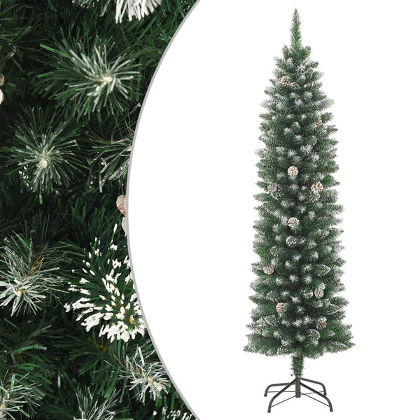Artificial Slim Christmas Tree With Stand 210 Cm Pvc Seasonal Decorations