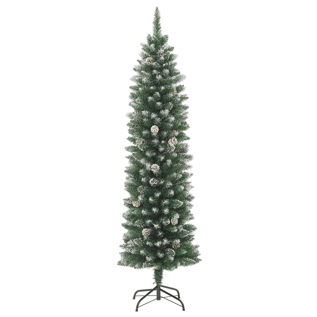 Artificial Slim Christmas Tree With Stand 240 Cm Pvc Seasonal Decorations