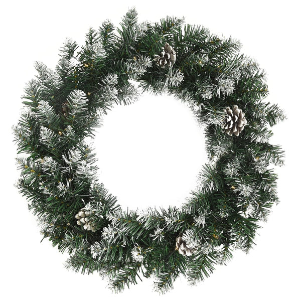 Christmas Wreath With Led Lights Green 45 Cm Pvc Seasonal Decorations