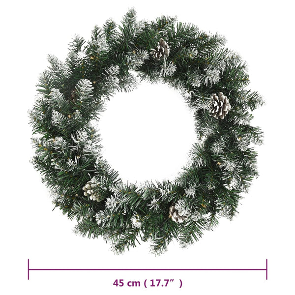 Christmas Wreath With Led Lights Green 45 Cm Pvc Seasonal Decorations