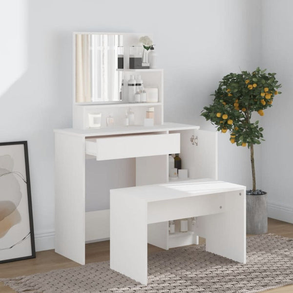 Dressing Table With Mirror White 86.5X35x136 Cm Kids Dressing Tables