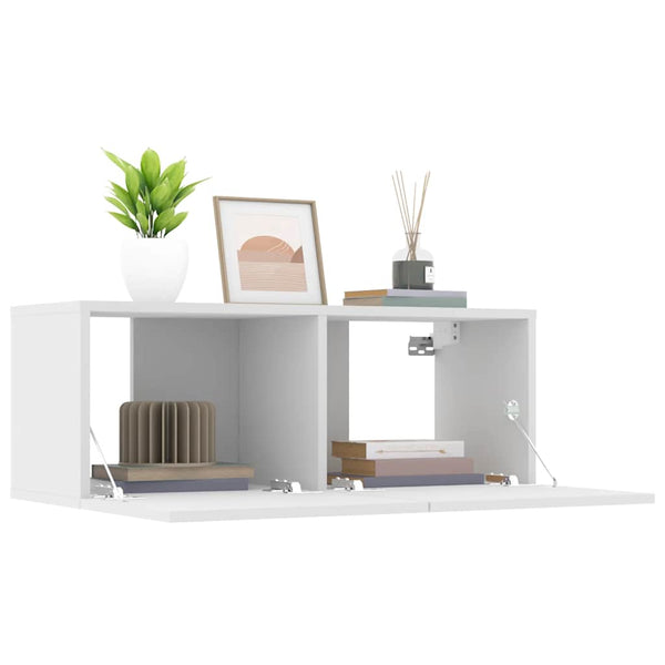 Tv Cabinets 2 Pcs White 80X30x30 Cm Engineered Wood Tv Stands & Entertainment Units