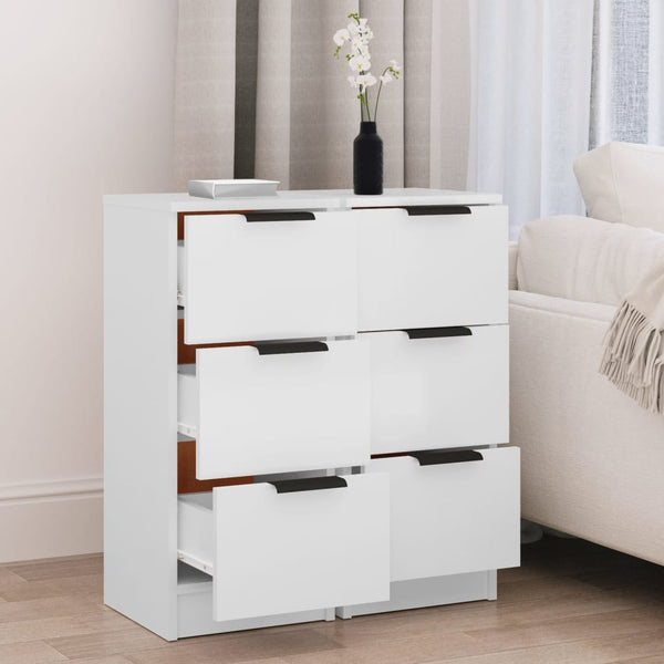 Sideboards 2 Pcs White 30X30x70 Cm Engineered Wood Sideboards & Buffets