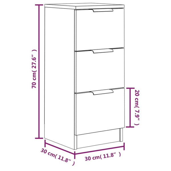 Sideboards 2 Pcs White 30X30x70 Cm Engineered Wood Sideboards & Buffets