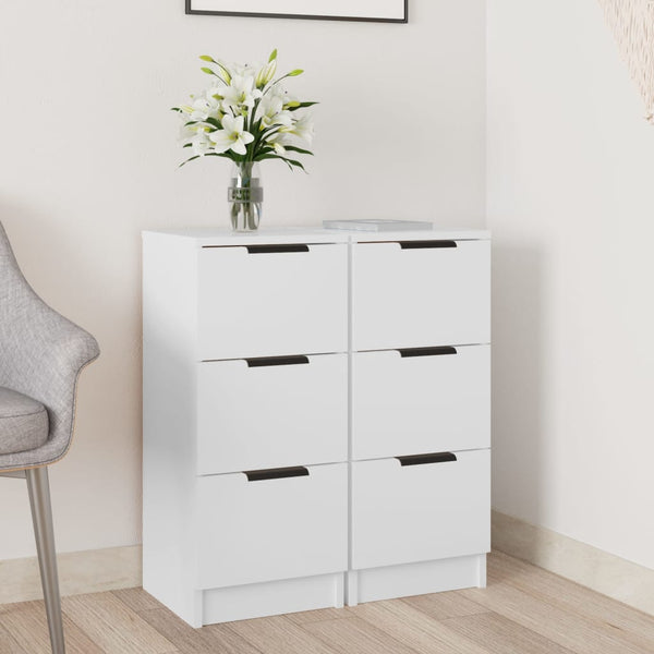 Sideboards 2 Pcs White 30X30x70 Cm Engineered Wood Sideboards & Buffets