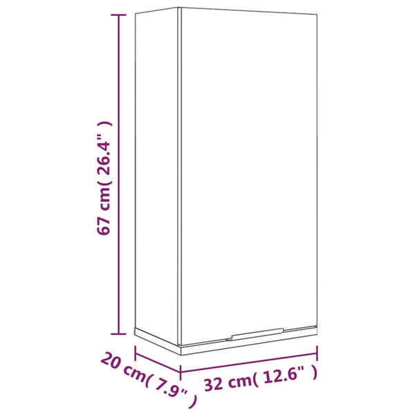 Wall Mounted Bathroom Cabinet White 32X20x67 Cm Cabinets & Cupboards