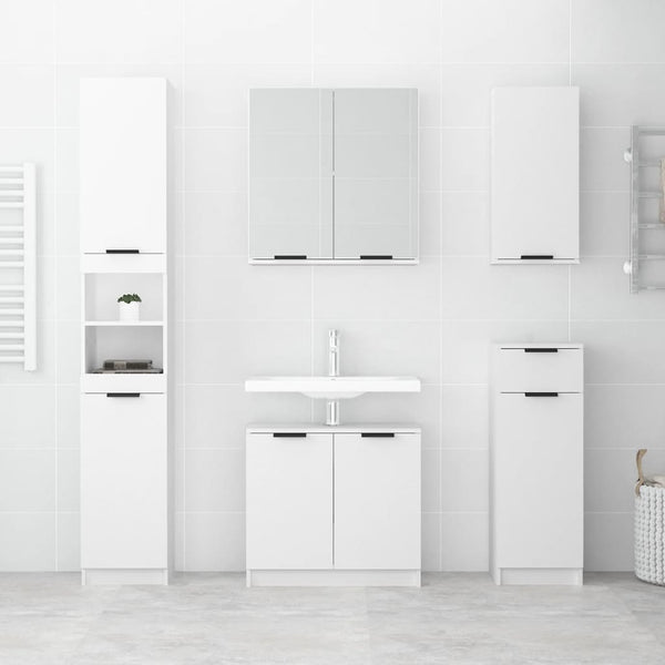 Bathroom Cabinet White 32X34x188.5 Cm Engineered Wood Bathroom Cabinets