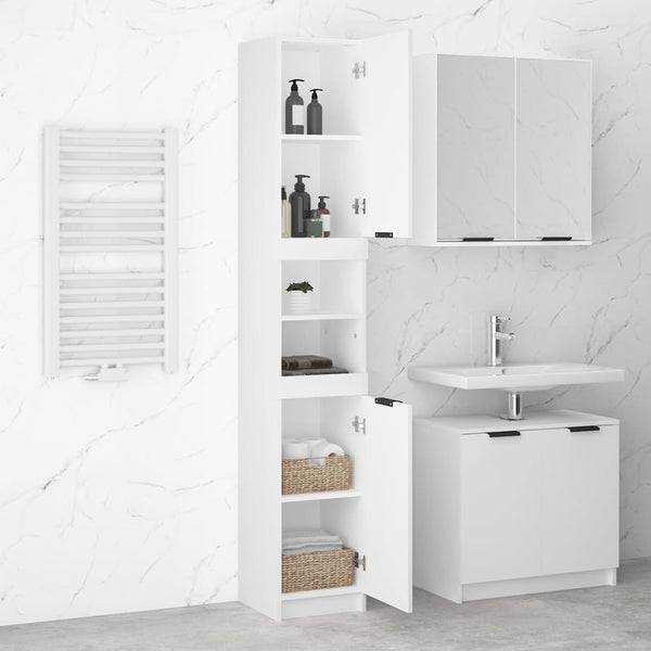 Bathroom Cabinet White 32X34x188.5 Cm Engineered Wood Bathroom Cabinets