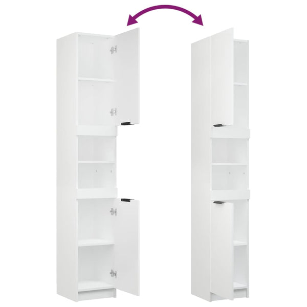 Bathroom Cabinet White 32X34x188.5 Cm Engineered Wood Bathroom Cabinets