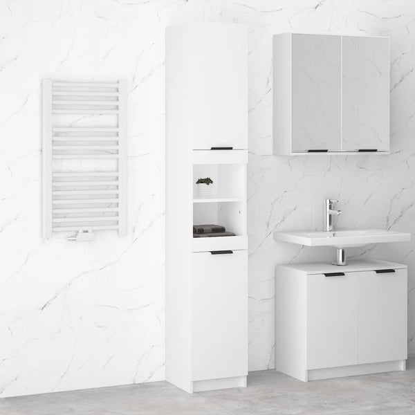 Bathroom Cabinet White 32X34x188.5 Cm Engineered Wood Bathroom Cabinets