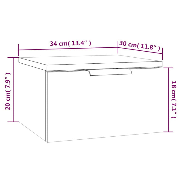 Vidaxl Wall Mounted Bedside Cabinets 2 Pcs Sonoma Oak 34X30x20 Cm Side Tables
