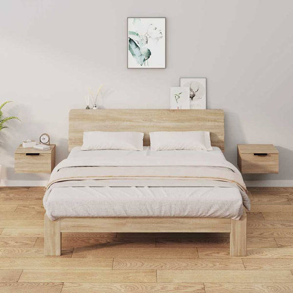 Vidaxl Wall Mounted Bedside Cabinets 2 Pcs Sonoma Oak 34X30x20 Cm Side Tables
