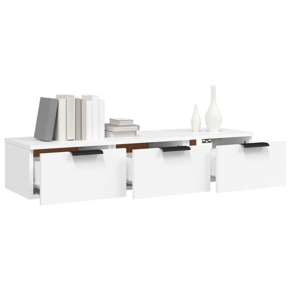 Wall Cabinet White 102X30x20 Cm Engineered Wood Wall Shelves