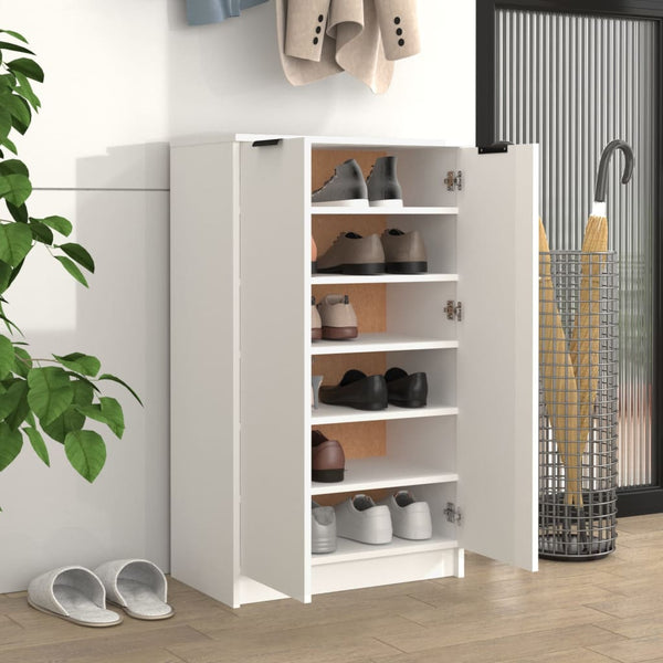 Shoe Cabinet White 59X35x100 Cm Engineered Wood Shoe Cabinets