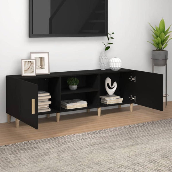 Tv Cabinet Black 150X30x50 Cm Engineered Wood